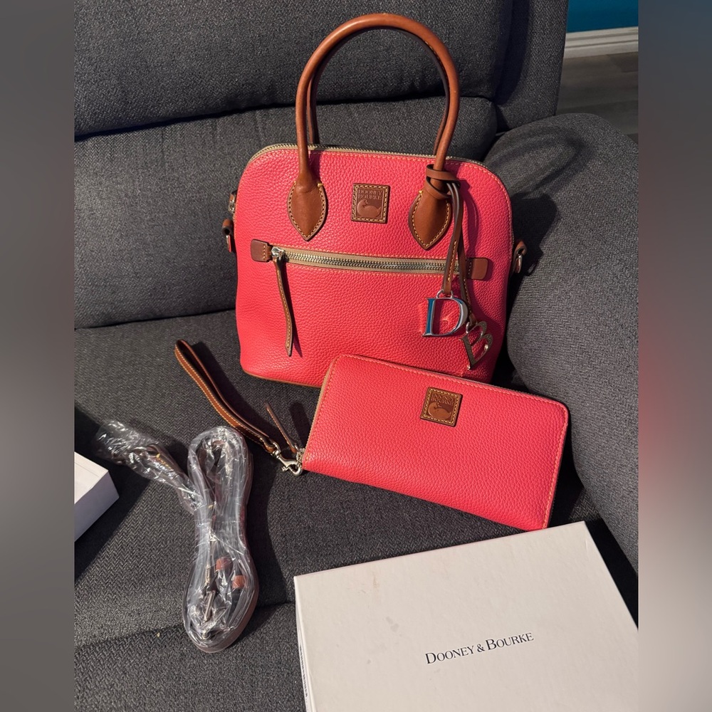 Dooney & Bourke Geranium color Satchel and Wallet Set